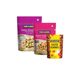 Tong Garden Healthy Nuts - Salted Almond 150g*1, Salted Pistachio 140g*1, Salted Cashew Nuts 160g*1 